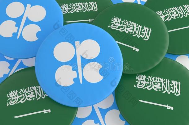 桩关于OrganizationofPetroleumExporting国家石油输出国组织国家旗徽章:沙特阿拉伯国家的阿拉伯半岛和