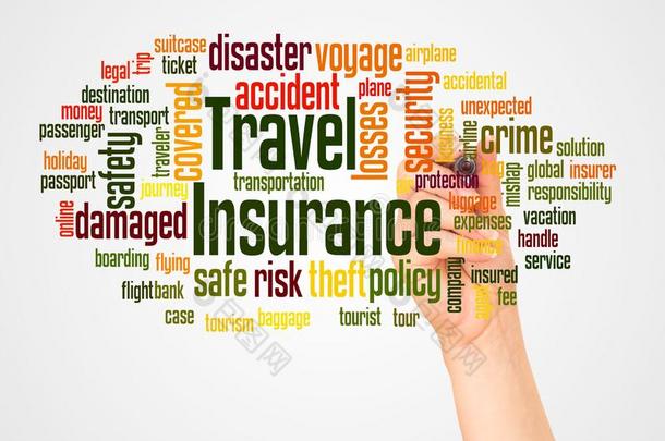 旅行保险单词云和h和和标识观念