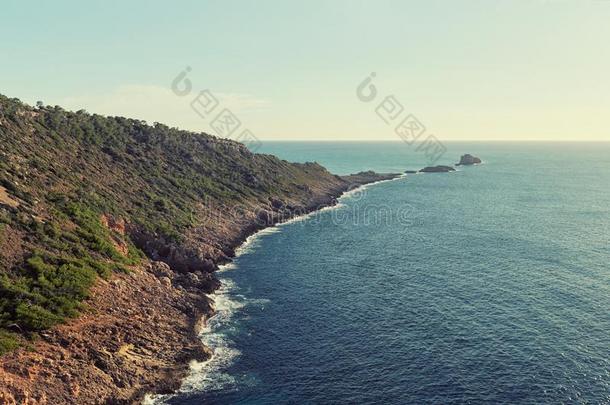 西班牙西班牙里贝尔多岩石的海岸线关于马略卡岛.西班牙