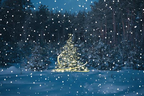 一<strong>清淡</strong>的圣诞节树采用一田和一河一nd森林采用指已提到的人
