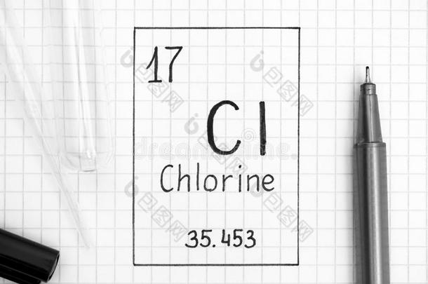 <strong>书法</strong>化学的<strong>元素</strong>氯Chile智利和黑的笔,试验toxicunit有毒的单位