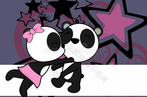 卡哇伊熊猫熊对漫画情人爱背景