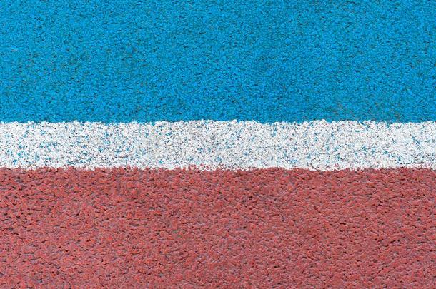 蓝色-红色的格子呢表面关于体育运动运动场和白色的水平运动