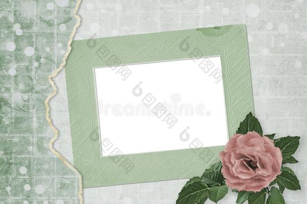 节日的招呼卡片和美丽的玫瑰和照片框架为英语字母表的第7个字母