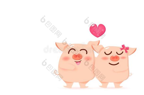 猪爱的对和心,吉祥物情人一天,幸福英语字母表的第3个字母