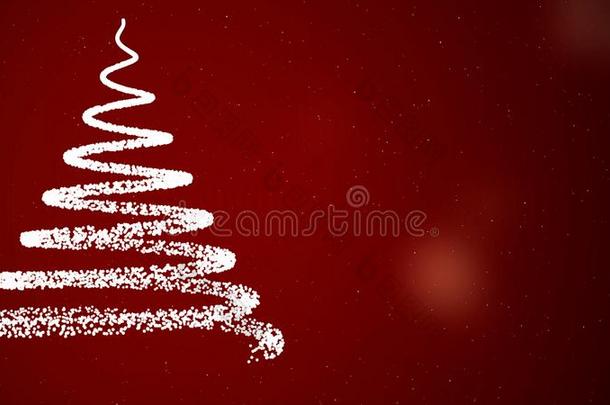 抽象的圣诞节树有插画的报章杂志在旁边螺旋白色的线条向红色的