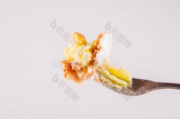 拿破仑卡蛋糕吃和一餐叉