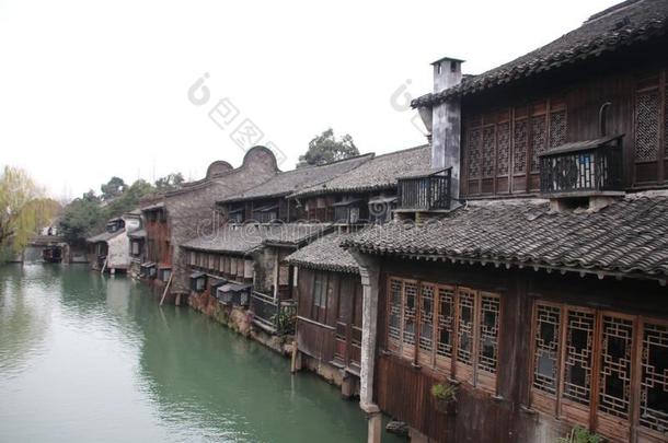传统的中国人建筑物在旁边指已提到的人运河采用乌镇,Ch采用a