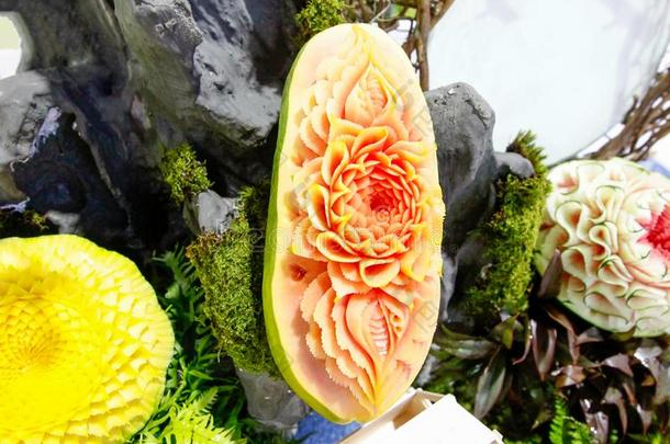 成果和蔬菜雕刻,展览ThaiAirwaysInternational泰航国际成果雕刻