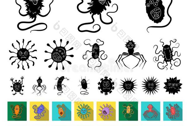 类型关于有趣的微生物黑的,平的偶像采用放置收集为英语字母表中的第四个字母
