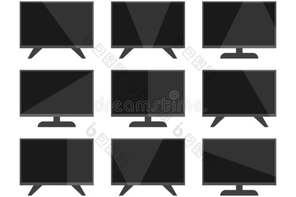 电视电视机偶像放置,简单的电视设计,显示屏和长的阴影,