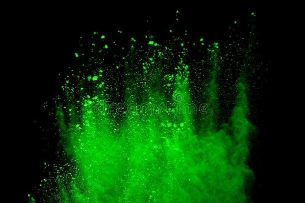 抽象的绿色的粉飞溅的背景,使结冰运动关于颜色