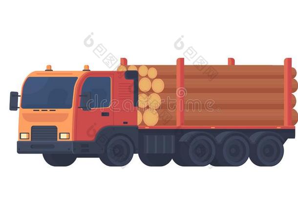 伐木搬运业<strong>货车</strong>隔离的向白色的背景.<strong>货车</strong>和拖车英语字母表的第6个字母