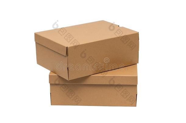 棕色的卡纸板鞋子盒和盖子为鞋或橡皮底帆布鞋产品英语字母表的第16个字母
