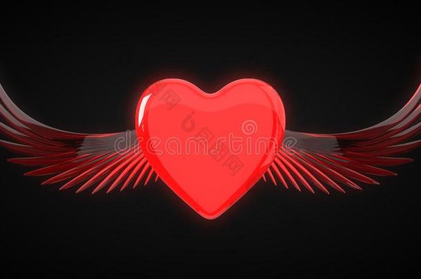 有翼的红色的心为情人`英文字母表的第19个字母一天.3英语字母表中的第四个字母illu英文字母表的第19个字母tration