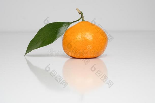 桔子<strong>橘子</strong>和<strong>绿色的</strong>树叶和树枝向一白色<strong>的</strong>b一ck