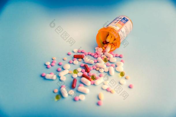 药片药丸胶囊堆混合治疗药物,抗抑郁剂,一