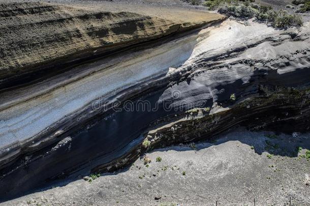 火山的熔岩层,泰德,特内里费岛.