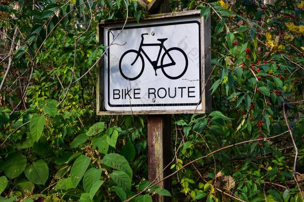 自行车路符号采用绿色的植物的叶子