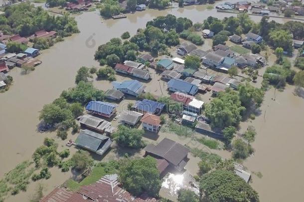 空气的看法关于洪水采用泰国