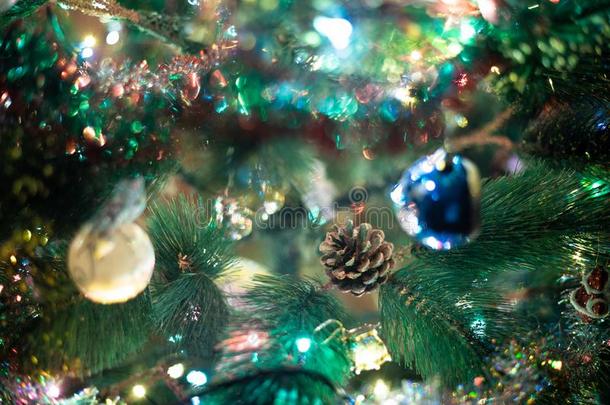 装饰圣诞节带树的树发出光家畜的肺脏