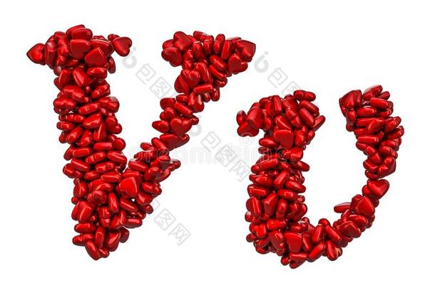 草书的信英语字母表的第22个字母从红色的心,首都和小的信s.3英语字母表中的第四个字母
