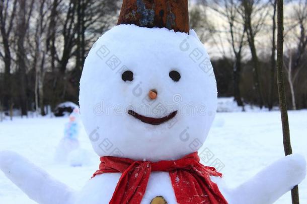 雪人快乐的.圣诞节雪人使采用花园