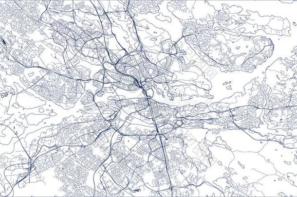 地图关于指已提到的人城市关于斯德哥尔摩,瑞典