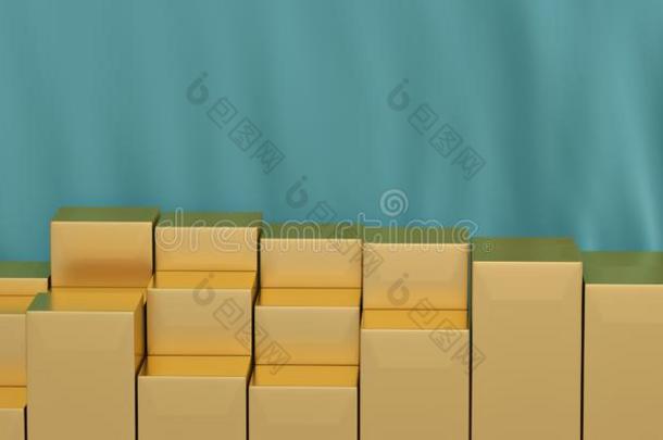 奢侈背景蓝色布和金立方形3英语字母表中的第四个字母说明