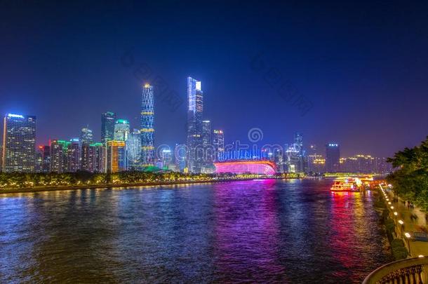 夜景关于珠江新的城镇广州中国