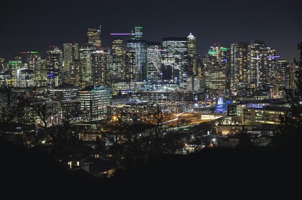 明亮的城市风光照片观点关于西雅图地平线摩天大楼建筑物