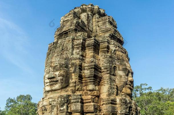 巴永庙面容,吴哥泰国或高棉的佛教寺或僧院毁坏采用柬埔寨