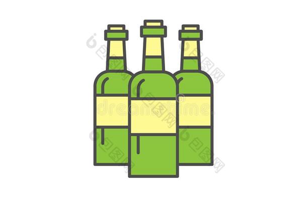 组关于葡萄酒瓶子偶像说明.简单的薄的线条方式英文字母表的第19个字母