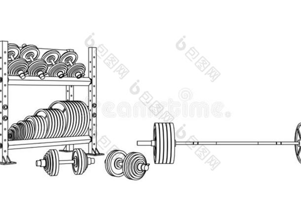 梗概健康矢量向白色的背景关于一奥林匹斯山的杠铃