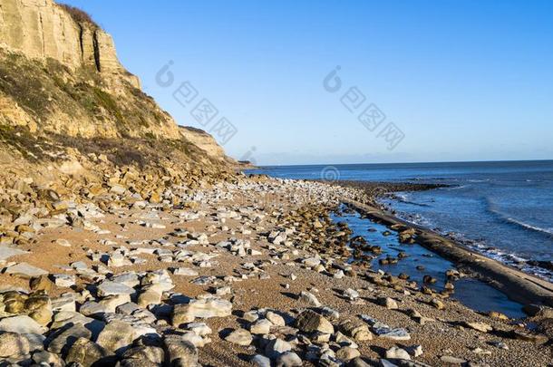 Crtaceous砂岩悬崖在黑斯廷斯采用东苏塞克斯,英格兰