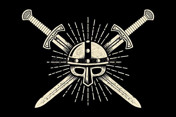 中古的骑士般的象征和头盔和十字的剑