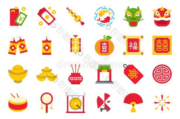 中国人月的新的年偶像和中国人字母表关于趺和希腊字母的第14个字母,