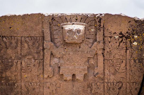 门关于指已提到的人太阳.卡拉萨萨亚庙.提乌阿纳库考古学的坐