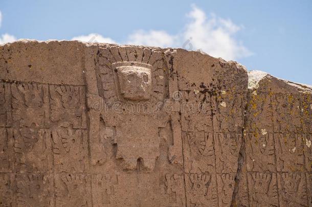 门关于指已提到的人太阳.卡拉萨萨亚庙.提乌阿纳库考古学的坐
