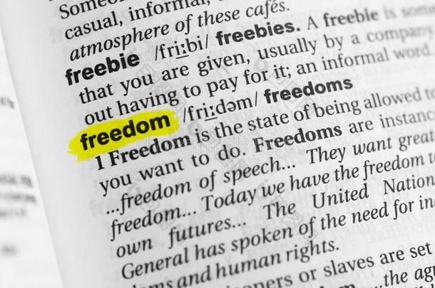 突出的英语单词自由和它的定义在指已提到的人迪克蒂