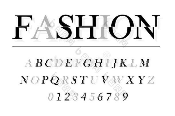 现代的字体或字母表.时尚字体和字母表采用时髦的摩登派