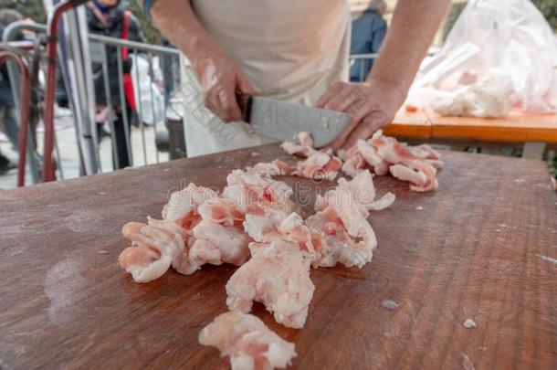 脂肪处理关于猪肉为腊肠和意大利腊肠深紫色