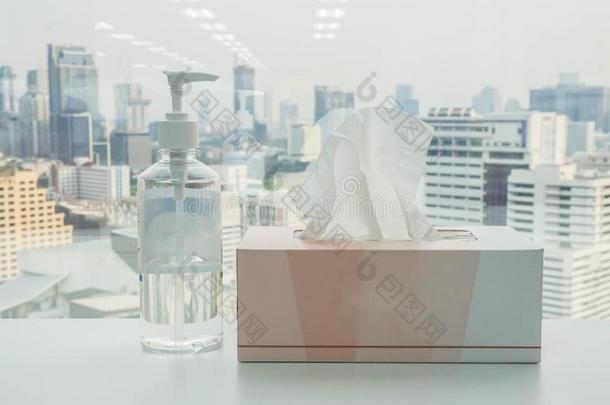 乙醇凝胶瓶子和薄纸纸盒采用办公室为clean采用g