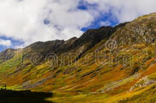 全景画关于奥纳赫杜布山采用苏格兰的高地