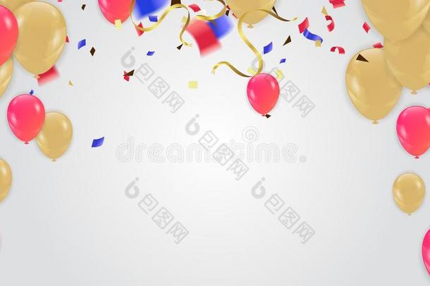 庆祝社交聚会横幅和金色的气球和粉红色的玫瑰金