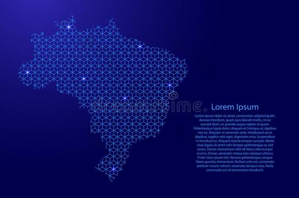 巴西苏木地图抽象的纲要的从蓝色台词反复的模式