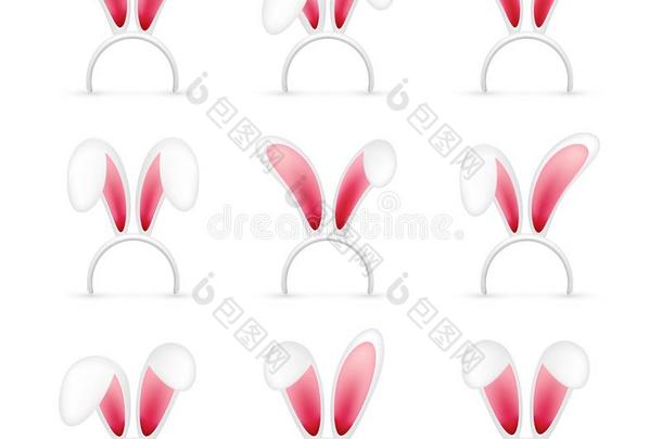 复活节兔子耳.粉红色的和白色的面具和兔子耳朵.春季英文字母表的第19个字母