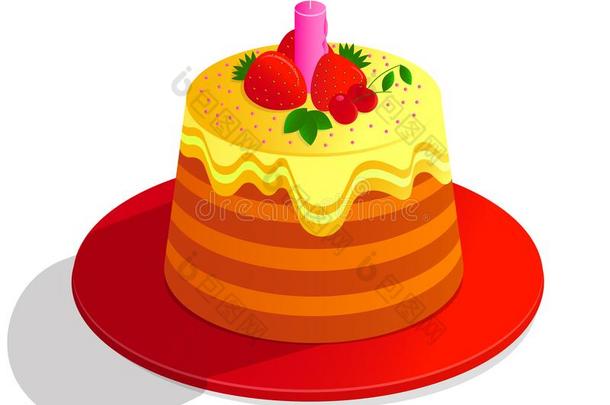 矢量绘画富有色彩的蛋糕关于一<strong>布置</strong>一ted和<strong>布置</strong>,cre一m一n