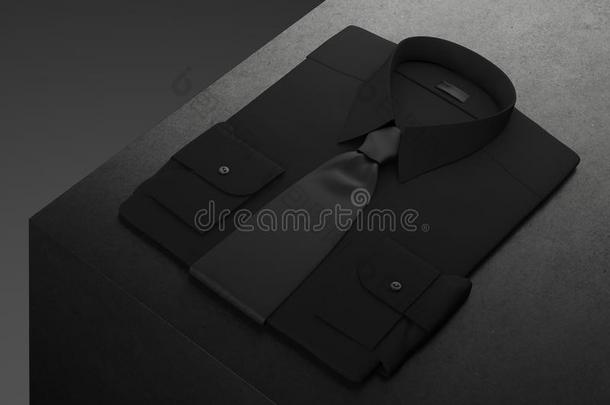典型的和正规的衬衫和弓关系堆积向黑的背景