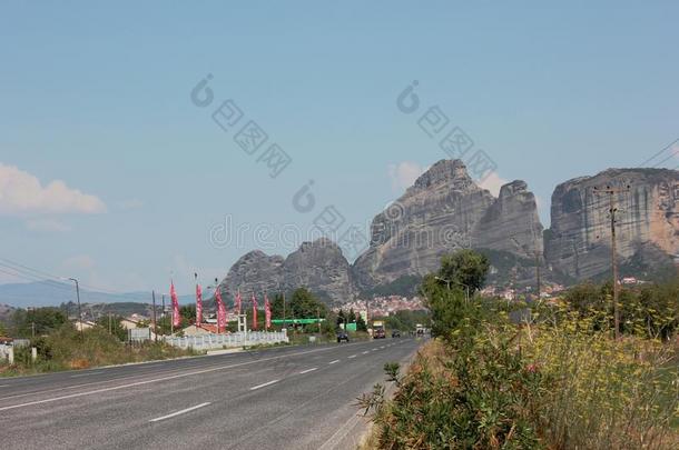 风景关于曼代奥拉岩石形成卡兰巴卡希腊